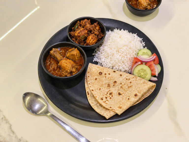 A chicken meal plate at NB Nature Stay
