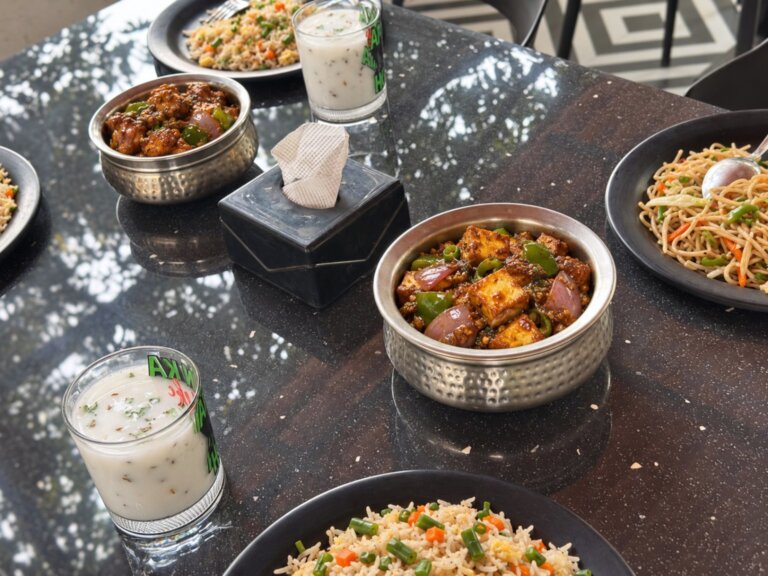 Chinese dishes at the table at NB Nature Stay