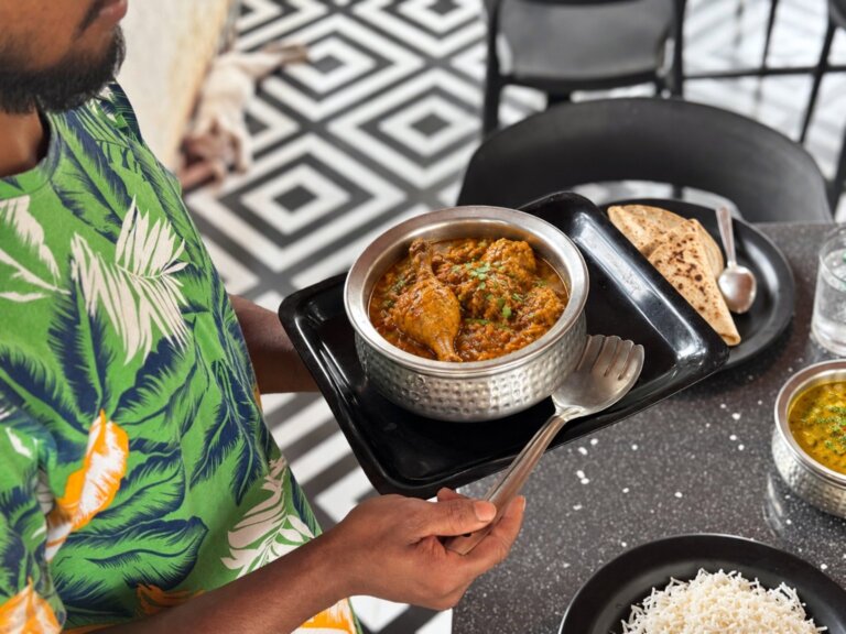 Chicken curry at the table at NB Nature Stay